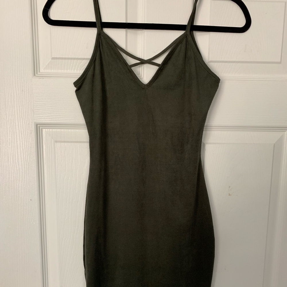 dark green right suede dress